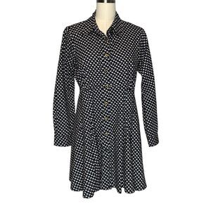 eshakti Blue Polka Dot Long Cotton Long Sleeve Fit and Flare Shirt| 12
